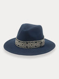Fedora Hat with Band Hat coofandy Navy Blue F(56-58)