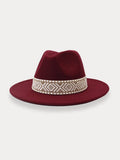 Fedora Hat with Removable Band Hat coofandy Wine Red F(56-58)