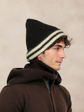 Warm Aesthetic Striped Knit Beanie Hat coofandy Black F (23*23 cm)