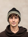 Warm Aesthetic Striped Knit Beanie Hat coofandy