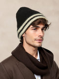 Warm Aesthetic Striped Knit Beanie Hat coofandy