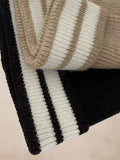 Warm Aesthetic Striped Knit Beanie Hat coofandy