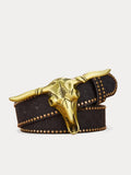 Vintage Western Cowboy PU Belt Belt coofandy Black S (105cm)