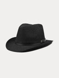 Western Cowboy Woven Straw Hat Hat coofandy Black F(56-58)