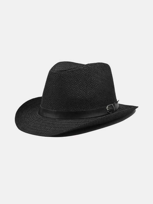 Western Cowboy Woven Straw Hat Hat coofandy Black F(56-58)