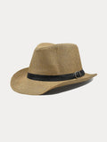 Western Cowboy Woven Straw Hat Hat coofandy Khaki F(56-58)