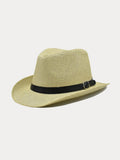 Western Cowboy Woven Straw Hat Hat coofandy Light Yellow F(56-58)
