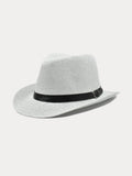 Western Cowboy Woven Straw Hat Hat coofandy White F(56-58)