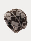 Comfy Checkered Knit Beanie Accessories coofandystore Brown One Size