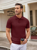 Classic Solid Color Knit Polo Shirt Polos coofandy