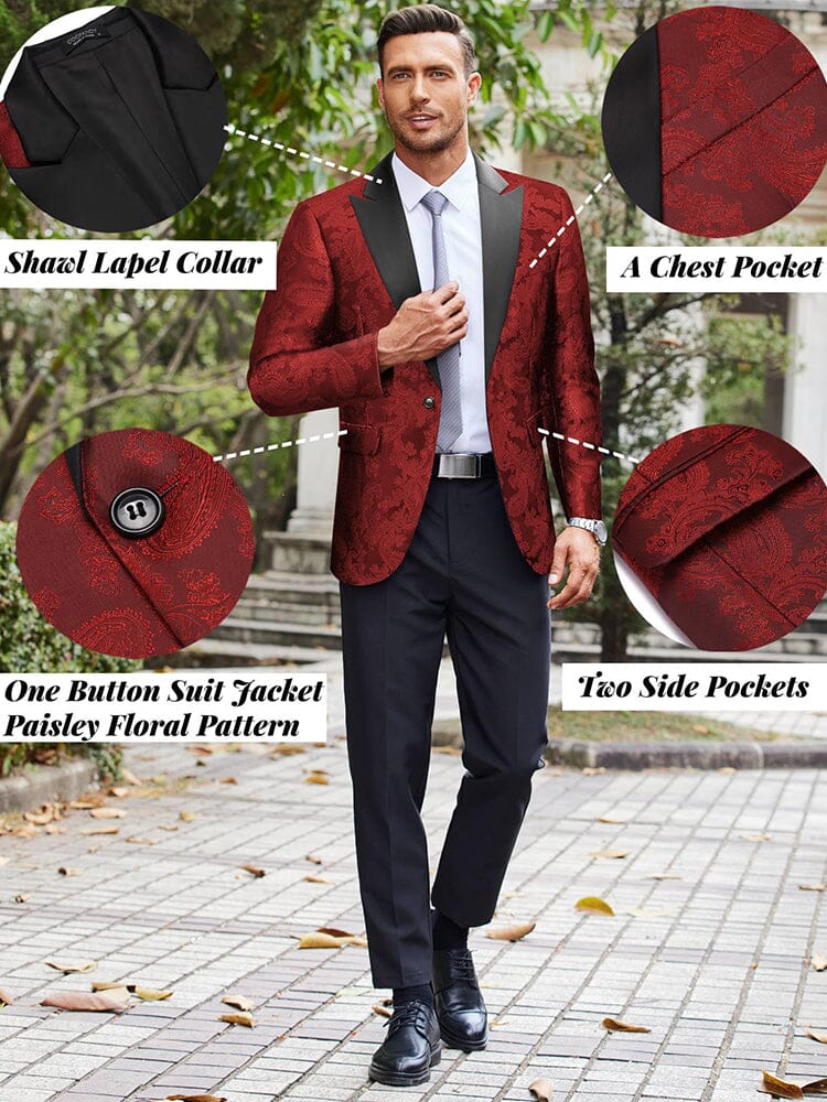 Floral Tuxedo Paisley Suit Jacket (US Only) Blazer coofandy 