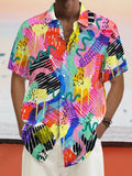 Graffiti Painted Cotton Linen Shirt Shirts coofandystore PAT1 S