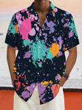 Graffiti Painted Cotton Linen Shirt Shirts coofandystore PAT5 S