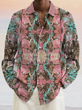 Vintage Printed Cotton Linen Shirt Shirts coofandystore PAT8 S