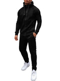 Casual 2-Piece Jogger Tracksuit Set (US Only) Sports Set coofandy Black S