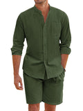 Casual 100% Cotton Beach Shirt Sets (US Only) Beach Sets coofandy Army Green S