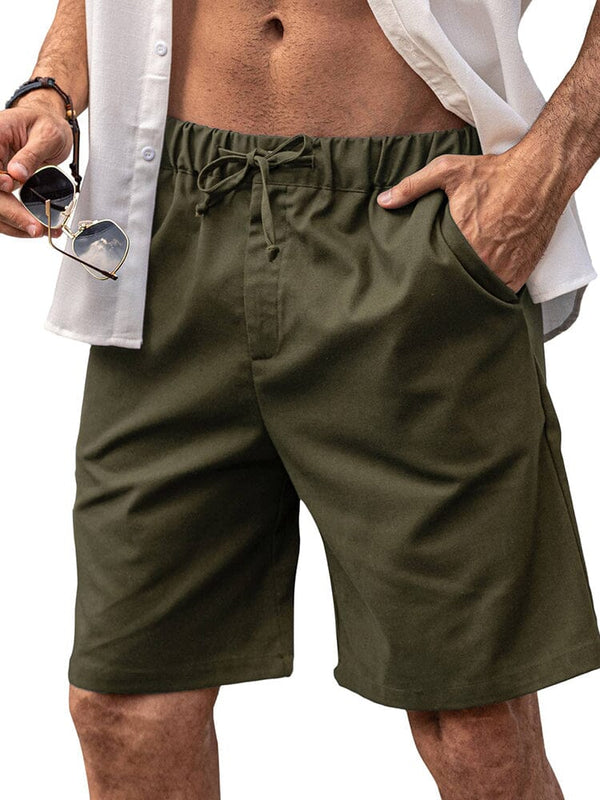 Classic Elastic Waist Linen Shorts (US Only) Shorts coofandy Army Green S