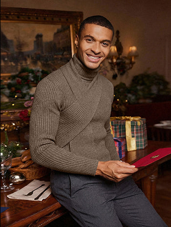 Minimalism Turtleneck Scarf-Decorated Knit Undershirt