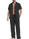 Casual Solid Holiday Linen Set (US Only) Sets coofandy Black S
