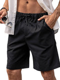 Classic Elastic Waist Linen Shorts (US Only) Shorts coofandy Black S