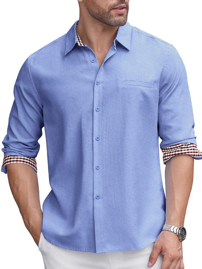 Classic Casual Plaid Splicing Shirt (US Only) Shirts coofandy Blue S 