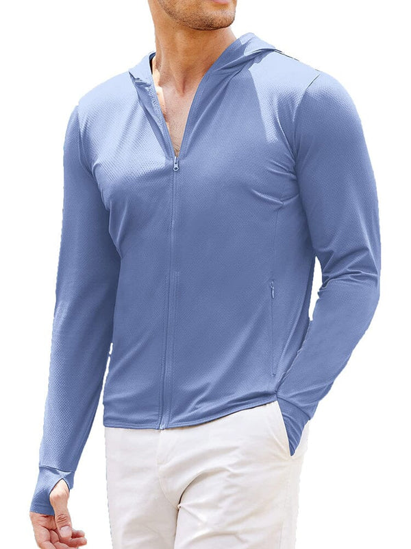 Sun Protection UPF 50+ Hooded Shirt (US Only) Shirts coofandy Blue S