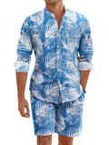Casual 100% Cotton Graphic Shirt Sets (US Only) Beach Sets coofandy Blue S