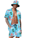 Hawaiian Beach Sets with Bucket Hat (US Only) Sets coofandy Sky Blue S