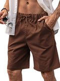 Classic Elastic Waist Linen Shorts (US Only) Shorts coofandy Brown S