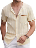 Casual Breathable Knit Top (US Only) Shirts coofandy Cream S