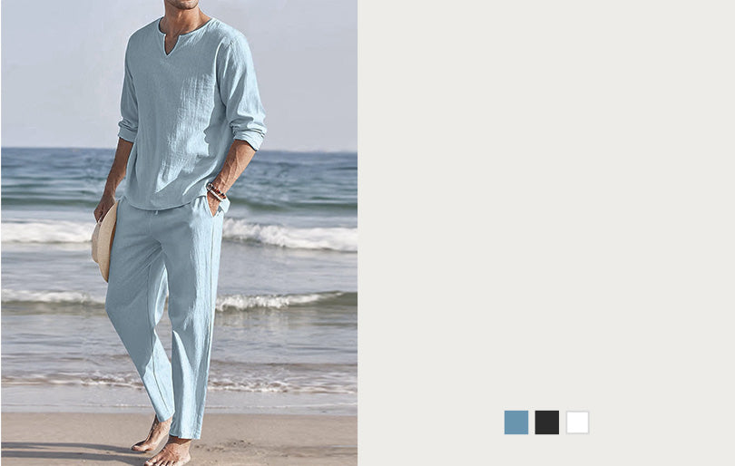 Casual Cotton and Linen Shirt Set