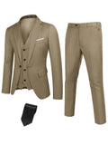 Classic 3-Piece Suit Set with Tie (US Only) Suit Set coofandy Khaki S