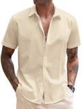 Casual Linen Blend Button Down Shirt (US Only) Shirts coofandy Khaki S