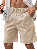 Classic Elastic Waist Linen Shorts (US Only) Shorts coofandy Khaki S
