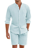 Casual 100% Cotton Beach Shirt Sets (US Only) Beach Sets coofandy Light Blue S