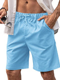 Classic Elastic Waist Linen Shorts (US Only) Shorts coofandy Light Blue S