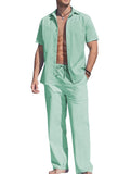 Casual Solid Holiday Linen Set (US Only) Sets coofandy Light Green S