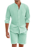 Casual 100% Cotton Beach Shirt Sets (US Only) Beach Sets coofandy Light Green S