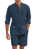 Casual 100% Cotton Beach Shirt Sets (US Only) Beach Sets coofandy Navy Blue S