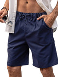 Classic Elastic Waist Linen Shorts (US Only) Shorts coofandy Navy Blue S
