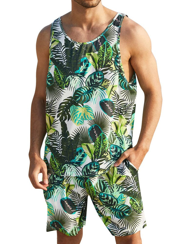 Hawaiian Floral Tank Top Holiday Set (US Only) Sets coofandy PAT5 S