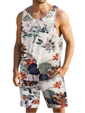 Hawaiian Floral Tank Top Holiday Set (US Only) Sets coofandy PAT6 S