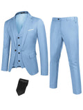 Classic 3-Piece Suit Set with Tie (US Only) Suit Set coofandy Sky Blue S