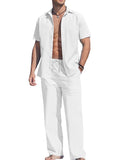 Casual Solid Holiday Linen Set (US Only) Sets coofandy White S
