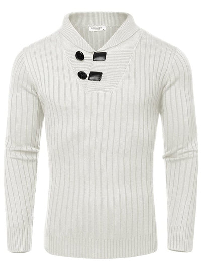 Stylish Shawl Collar Pullover Sweater (US Only) Sweater coofandy White S 