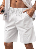 Classic Elastic Waist Linen Shorts (US Only) Shorts coofandy White S