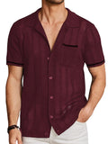 Casual Breathable Knit Top (US Only) Shirts coofandy Wine Red S