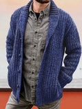 Coofandy Solid Color Long Sleeve Slim Fit Knit Sweater Jacket Sweater coofandystore Blue S