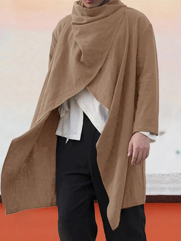 cotton linen style cape Coat coofandystore Coffee S