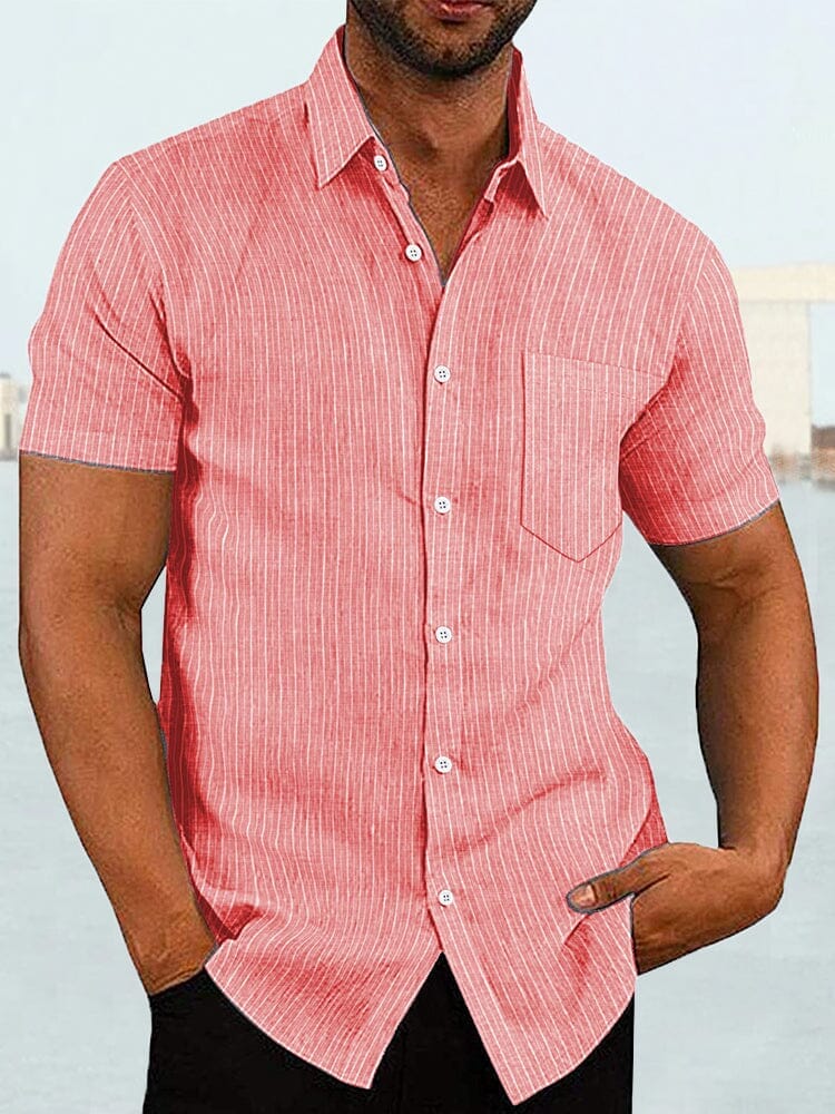 Coofandy Short Sleeve Casual Shirt (US Only) Shirts coofandy Red Stripe S 